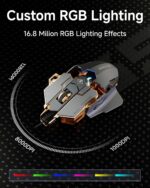 EWEADN G5 Wired Gaming Mouse, Ergonomic RGB Computer Mouse, 12800 Adjustable DPI, 9 Programmable Macro Buttons with Rapid Fire Key Compatible for PC/Laptop/Windows-Grey - Image 5