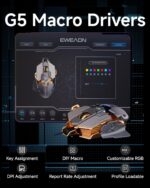 EWEADN G5 Wired Gaming Mouse, Ergonomic RGB Computer Mouse, 12800 Adjustable DPI, 9 Programmable Macro Buttons with Rapid Fire Key Compatible for PC/Laptop/Windows-Grey - Image 6
