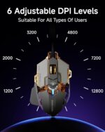 EWEADN G5 Wired Gaming Mouse, Ergonomic RGB Computer Mouse, 12800 Adjustable DPI, 9 Programmable Macro Buttons with Rapid Fire Key Compatible for PC/Laptop/Windows-Grey - Image 8