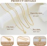 YEEZII Layered Gold Necklaces for Women Trendy, 3 Pcs 14K Gold Plated Choker Paperclip Box Chain Necklace, Stackable Women's Gold Pendant Necklaces Jewelry Set - Image 7