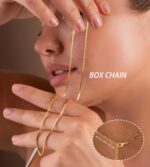 YEEZII Layered Gold Necklaces for Women Trendy, 3 Pcs 14K Gold Plated Choker Paperclip Box Chain Necklace, Stackable Women's Gold Pendant Necklaces Jewelry Set - Image 8