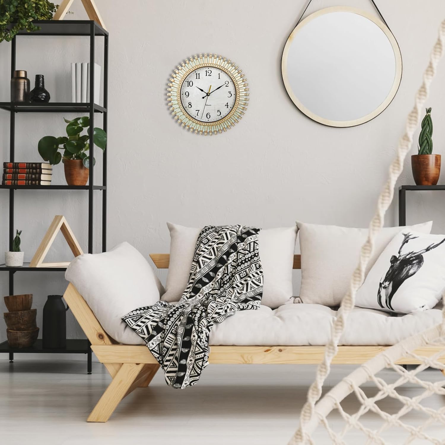 12" Retro Wall Clock, Silent Non-Ticking Round Clock, Aqua Battery Operated Quartz Clock, Plastic Vintage Clocks for Living Room Bedroom Kitchen Home Office Classroom School Decor - Image 7