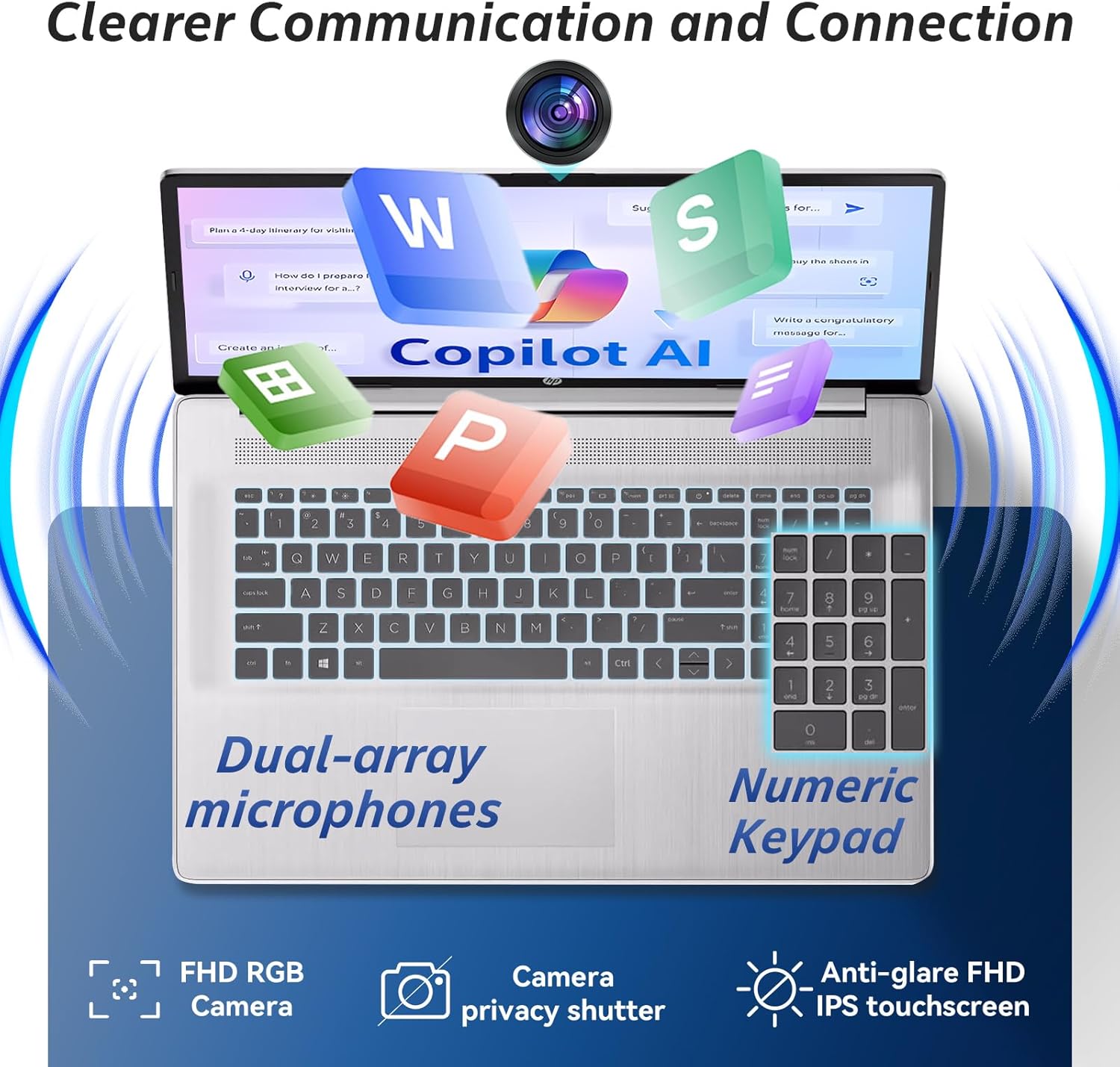 HP 17.3” FHD Business Laptop – AMD Ryzen 5 7430U (4.3GHz Max), 16GB RAM, 512GB SSD, Windows 11 Pro, Long 9.5-Hr Battery, Wi-Fi 6, Type-C, Numeric Pad, Copilot AI, w/AI Voice Recorder - Image 8