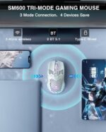 SOLAKAKA SM600 White Wireless Gaming Mouse,Tri-Modes BT5.1/Type-C Wired/2.4G Wireless Mouse with 2 Side Buttons, Programmable Macro Gamer Mouse with RGB Light for Laptop/PC/Mac - Image 4