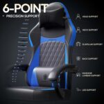 Dowinx Gaming Chair with Pocket Spring Cushion, Ergonomic Computer Chair with Massage Lumbar and Footrest for Adults, High Back Game Chair Leather for Office Gaming 300LBS, Blue New - Image 7