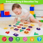 Jumlys Montessori Toys for Toddlers 1, 2, 3 Year Old, Wooden Shape Learning Puzzles for Baby 12-18-24 Months, Early Educational Toys, Perfect Christmas Birthday Gifts for Boys & Girls Age 1-3 - Image 7