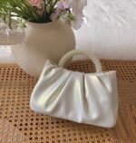 Beatfull Evening Purse Women Small Pearl Handbags Soft Leather Ruched Bag Wedding Bridal Clutch Party Prom Crossbody Purses - Image 4