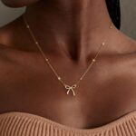 Christmas Gifts Stocking Stuffers for Women Dainty Bow Necklace 14K Gold Plated Cute Choker Small Pendant Charm Necklaces Teen Gift Trendy Stuff Personalized Jewelry - Image 3