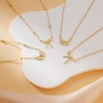 Christmas Gifts Stocking Stuffers for Women Dainty Bow Necklace 14K Gold Plated Cute Choker Small Pendant Charm Necklaces Teen Gift Trendy Stuff Personalized Jewelry - Image 6