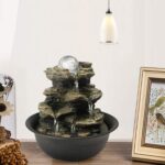 Spinning Orb Rock Cascading Tabletop Fountain, Zen Meditation Indoor Waterfall Feature with LED Light for Home Office Bedroom Relaxation - Image 4