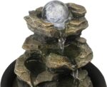 Spinning Orb Rock Cascading Tabletop Fountain, Zen Meditation Indoor Waterfall Feature with LED Light for Home Office Bedroom Relaxation - Image 5