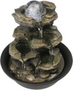 Spinning Orb Rock Cascading Tabletop Fountain, Zen Meditation Indoor Waterfall Feature with LED Light for Home Office Bedroom Relaxation - Image 7