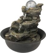 Spinning Orb Rock Cascading Tabletop Fountain, Zen Meditation Indoor Waterfall Feature with LED Light for Home Office Bedroom Relaxation - Image 8