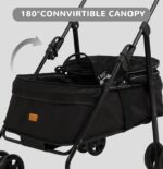 4 Wheels Pet Stroller,One-Click Folding Portable Folding Dog Cat Stroller,Sunshade, Storage Bag, Waterproof Oxford Fiber，Breathable and Visible Mesh for Small/Medium Pets up to 33 lbs,Black ﻿ - Image 4