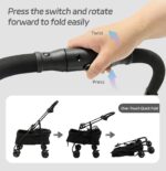 4 Wheels Pet Stroller,One-Click Folding Portable Folding Dog Cat Stroller,Sunshade, Storage Bag, Waterproof Oxford Fiber，Breathable and Visible Mesh for Small/Medium Pets up to 33 lbs,Black ﻿ - Image 6