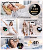 SUNKTA Smart Watch for Women (Answer/Make Call),1.27" Curved Display​ Smartwatch with Female Cycle/Sleep Monitor,5ATM Waterproof Fitness Tracker 100 Sport Modes Pedometer for Android/iOS,Gold - Image 9