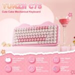 YUNZII C75 Wireless Mechanical Keyboard,75% Layout, Hot-Swappable NKRO,BT5.0/2.4G/USB-C Mode,Dye-Sub PBT MOA Keycaps,RGB Gasket Mount,Cute Cake Design for Mac/Win/Gaming (Pink, Candy Switch) - Image 3