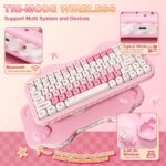YUNZII C75 Wireless Mechanical Keyboard,75% Layout, Hot-Swappable NKRO,BT5.0/2.4G/USB-C Mode,Dye-Sub PBT MOA Keycaps,RGB Gasket Mount,Cute Cake Design for Mac/Win/Gaming (Pink, Candy Switch) - Image 4