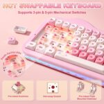 YUNZII C75 Wireless Mechanical Keyboard,75% Layout, Hot-Swappable NKRO,BT5.0/2.4G/USB-C Mode,Dye-Sub PBT MOA Keycaps,RGB Gasket Mount,Cute Cake Design for Mac/Win/Gaming (Pink, Candy Switch) - Image 6