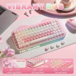YUNZII C75 Wireless Mechanical Keyboard,75% Layout, Hot-Swappable NKRO,BT5.0/2.4G/USB-C Mode,Dye-Sub PBT MOA Keycaps,RGB Gasket Mount,Cute Cake Design for Mac/Win/Gaming (Pink, Candy Switch) - Image 8