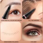 Eyebrow Pencil, 2-in-1 Waterproof Eyebrow Pen with 4 Tip Brow Pen and Ultra-Precise Brow Pencil, with Dual-ended Eyebrow Brush, Eyebrow Makeup for Natural Looking Eyebrows - Dark Brown - Image 6