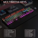 Camiysn Typewriter Style Mechanical Gaming Keyboard, Black Retro Punk Gaming Keyboard with RGB Backlit, 104 Keys Blue Switch Wired Cute Keyboards, Round Keycaps for Windows/Mac/PC - Image 6
