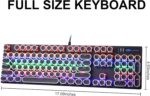 Camiysn Typewriter Style Mechanical Gaming Keyboard, Black Retro Punk Gaming Keyboard with RGB Backlit, 104 Keys Blue Switch Wired Cute Keyboards, Round Keycaps for Windows/Mac/PC - Image 9