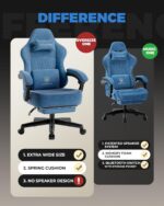 GTPLAYER Big & Tall Gaming Chair with Footrest – Extra Wide Ergonomic Reclining Chair for Adults, High-Back Silla Game with Spring Cushion & Linkage Armrest,Blue【Velvet】 - Image 5