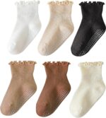 6 Pairs Toddler Ruffle Socks for Girls Baby Grip Socks Non Slip Socks Cute Grippy Frilly - Image 2