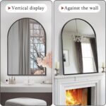 Large Black Arched Mirror, 30" x 40" Modern Brushed Metal Frame Arch Wall Decorative Mirror, Arched Top Bathroom Vanity Mirror for Living Room Bedroom Fireplace Mantel, Tempered Glass - Image 3