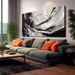 XIANSHOU Abstract Canvas Wall Art Gold Decoration Black Art for Living Room Bedroom Kitchen Home Wall Decor 29x58 Inch - Image 3