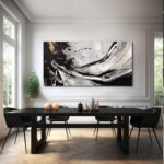 XIANSHOU Abstract Canvas Wall Art Gold Decoration Black Art for Living Room Bedroom Kitchen Home Wall Decor 29x58 Inch - Image 4