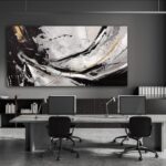 XIANSHOU Abstract Canvas Wall Art Gold Decoration Black Art for Living Room Bedroom Kitchen Home Wall Decor 29x58 Inch - Image 5