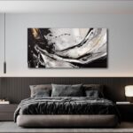 XIANSHOU Abstract Canvas Wall Art Gold Decoration Black Art for Living Room Bedroom Kitchen Home Wall Decor 29x58 Inch - Image 6