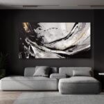 XIANSHOU Abstract Canvas Wall Art Gold Decoration Black Art for Living Room Bedroom Kitchen Home Wall Decor 29x58 Inch - Image 7