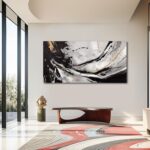 XIANSHOU Abstract Canvas Wall Art Gold Decoration Black Art for Living Room Bedroom Kitchen Home Wall Decor 29x58 Inch - Image 8