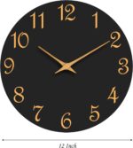 Wall Clock 12 Inch, Modern Wall Clocks Battery Operated, Silent Non Ticking Clock Decorative for Living Room, Office, Bedroom, Home, School (Black Gold) - Image 8