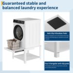 Garvee 29" Wide Laundry Pedestal for Washer and Dryer with Pullout-Shelf, Pedestal Universal Fit Anti-Vibration Washing Machine Stand with Base Storage, 800 lbs Capacity, White - Image 5