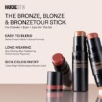 Nudestix Nudies Bronze All Over Matte Bronzing Stick – 3-in-1 Cream Bronzer for Cheeks, Eyes & Lips with Built-In Brush | Natural Contour & Sun-Kissed Glow - Image 6