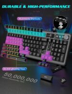 Gaming Keyboard and Mouse Combo - RGB Backlit 14 Lighting Effects, USB Wired Computer Keyboard, 26-Key Anti-Ghosting, Volume Wheel, Quiet Typing, Adjustable DPI Mouse for Gaming & Work, Trueque - Image 4