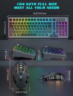 Gaming Keyboard and Mouse Combo - RGB Backlit 14 Lighting Effects, USB Wired Computer Keyboard, 26-Key Anti-Ghosting, Volume Wheel, Quiet Typing, Adjustable DPI Mouse for Gaming & Work, Trueque - Image 9