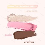 KYDA 3 Colors Contour Blush Highlighter Makeup Palette, All In One Make Up Kit-Blush,Highlighter and Contou Powder Palette, with Brush, Travel Size Stacked Make Up, Face Blusher for Women-01 - Image 3
