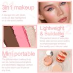 KYDA 3 Colors Contour Blush Highlighter Makeup Palette, All In One Make Up Kit-Blush,Highlighter and Contou Powder Palette, with Brush, Travel Size Stacked Make Up, Face Blusher for Women-01 - Image 6