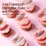 KYDA 3 Colors Contour Blush Highlighter Makeup Palette, All In One Make Up Kit-Blush,Highlighter and Contou Powder Palette, with Brush, Travel Size Stacked Make Up, Face Blusher for Women-01 - Image 7