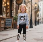 Toddler Girl Clothes Figure Graphic Drop Shoulder Top Pullover Leopard Print Pants Fall Winter Outfit Set - Image 6