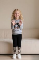 Toddler Girl Clothes Figure Graphic Drop Shoulder Top Pullover Leopard Print Pants Fall Winter Outfit Set - Image 7