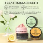SHVYOG 4Pcs Face Mask Set - Turmeric Clay Mask, Vitamin C, Green Tea, Rose, Dead Sea Mud Mask, Skin Care Mask for Deep Cleansing, Refining Pores, Stocking Stuffers for Women, Gifts for Women- 240g - Image 4