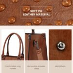 LOVEVOOK Laptop Tote Bag for Women, 15.6 Inch Large Capacity Vintage Leather Work Computer Bag, Business Casual Shoulder Handbag, Dark Brown - Image 6