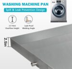 Washing Machine Pan,32''x32''x2.5'' Heavy Duty 304 Stainless Steel Washer Drain Pan,Washer Tray for Floor Protection,Compact Washer Pan Tray with Drain Hole & Hose Adapter - Image 4
