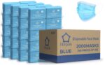 2,000pcs Disposable Face Masks- 3 Ply Breathable Mask For Adults - Blue (40 Packs of 50) - Image 2
